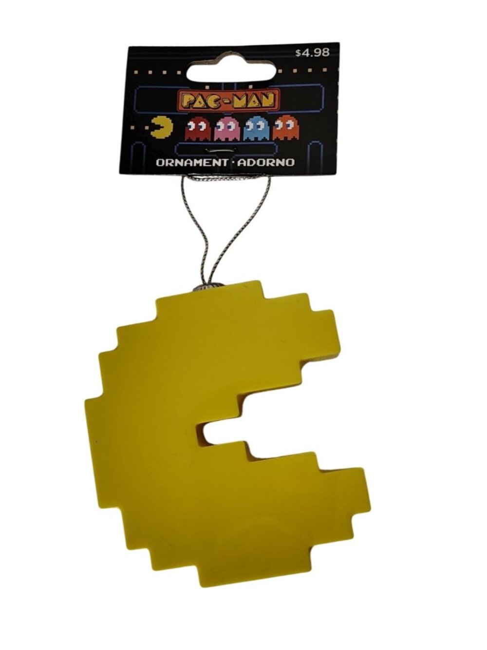 Ruz 4 inch Pixil Pac-Man Decoupage Hanging Christmas Ornament